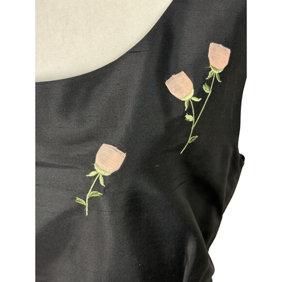 Rena Rowan 100% Silk Womens Dress Plus Size 20W Black Sleeveless Embroidered - Picture 7 of 9